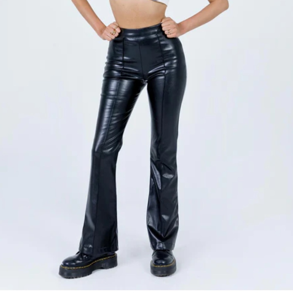 Princess Polly Black Flare Leather Pants
